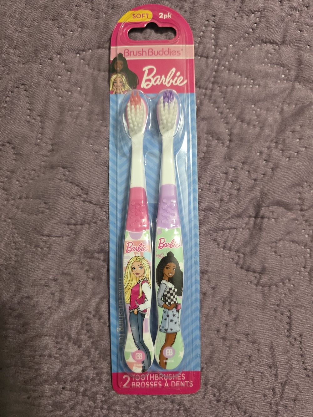 Barbie Kids Soft Toothbrushes - Pink & Purple (2-Pack)